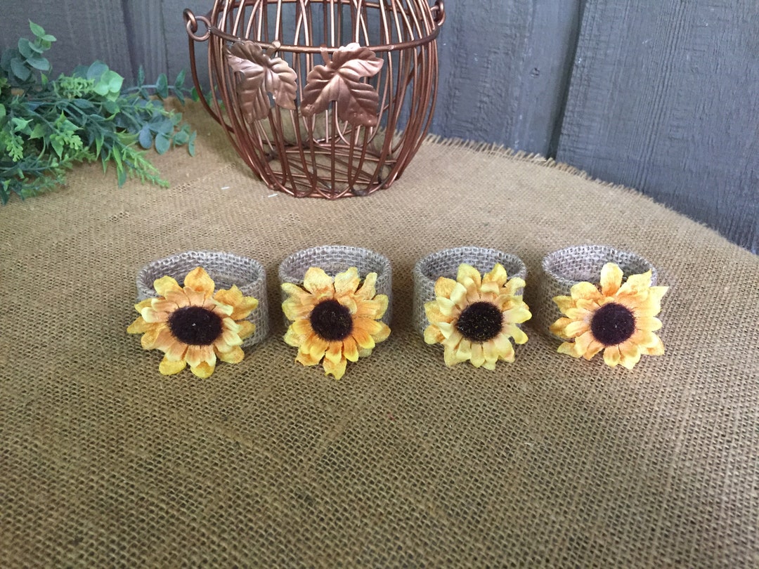 Sunflower Napkin Rings/ Burlap Sunflowers Napkin Rings/ Etsy