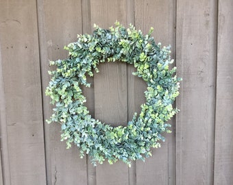 15” Faux eucalyptus wreath/ eucalyptus wreath/ farmhouse wreath/ farmhouse decor/ mantle wreath/ French cottage wreath/ French cottage decor