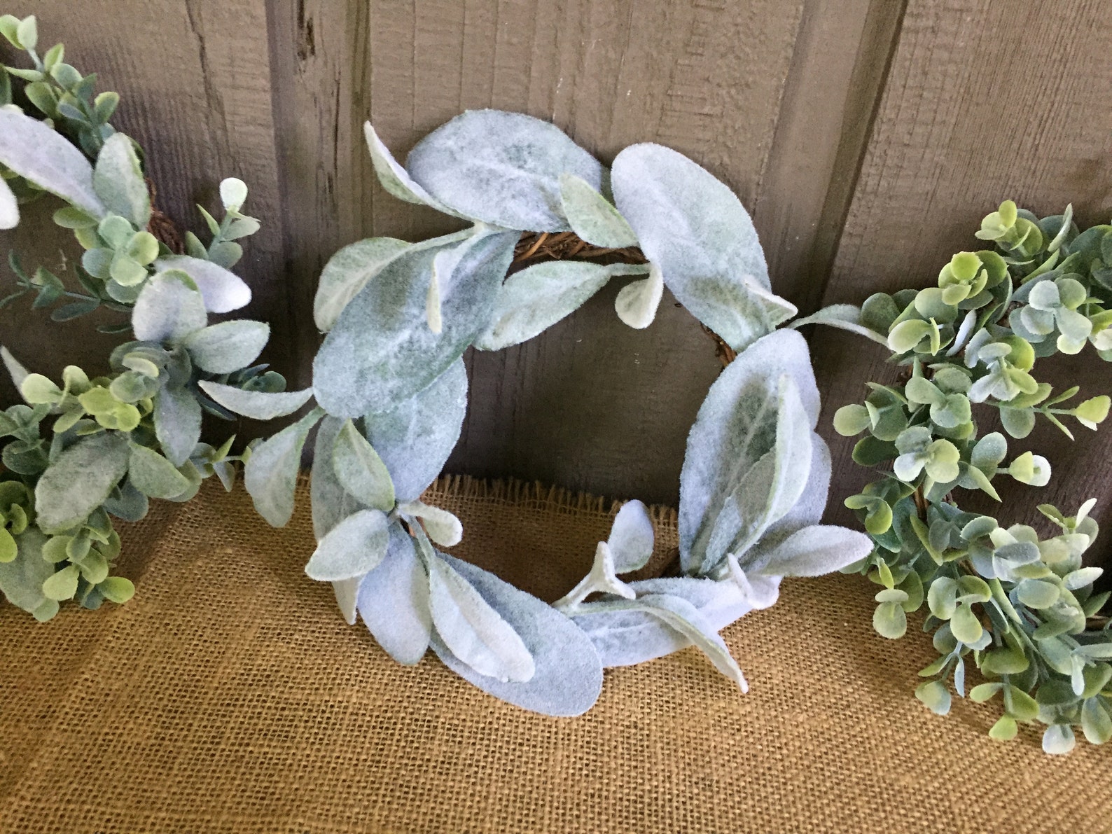 Small Farmhouse Lambs Ear Wreath or Eucalyptus Wreath or Lambs Ear and ...