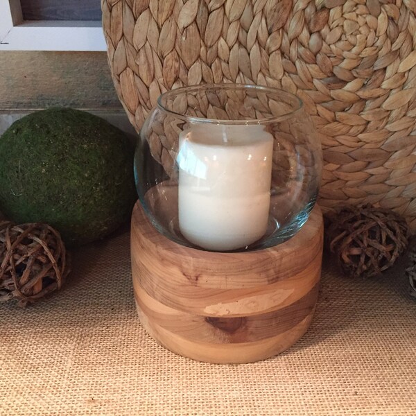 Modern Wood Candle Holder Etsy