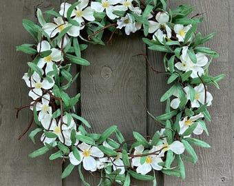 Dogwood wreath spring summer front door decor