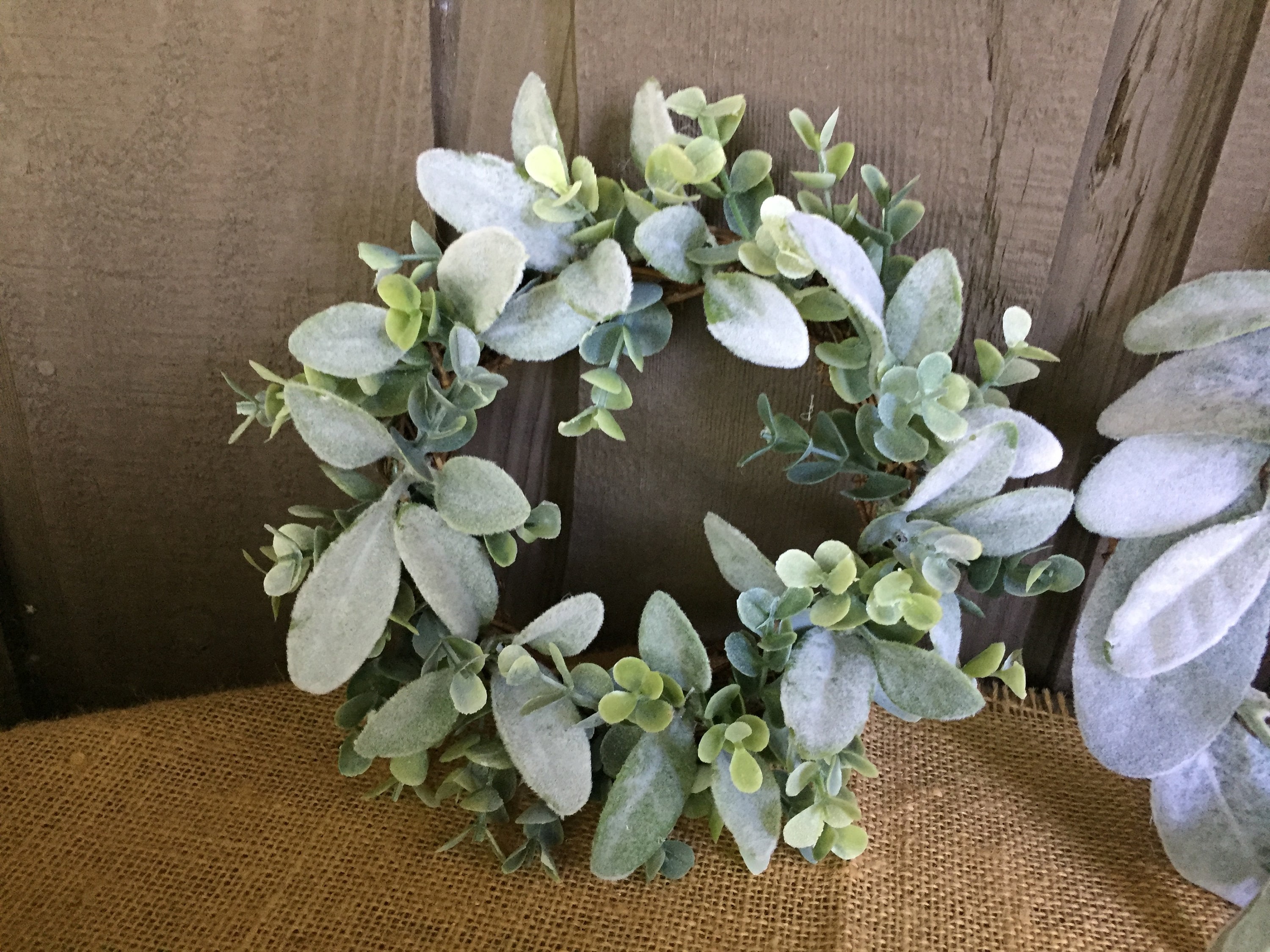 Small Farmhouse Lambs Ear Wreath or Eucalyptus Wreath or Lambs Ear and ...