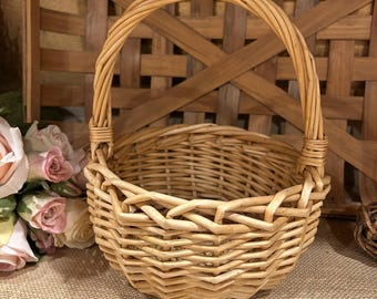 Natural Woven Basket For Flower Girl Wedding or Garden Supply
