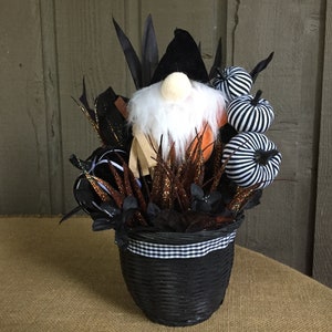 Halloween gnome arrangement gnome arrangement for Halloween gnome decor Halloween decor pumpkin and gnome arrangement pumpkin decor