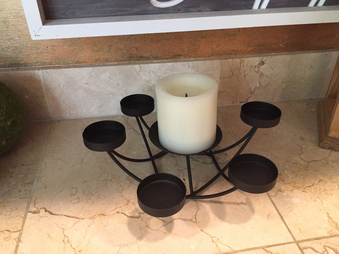 Circular Vintage Tea Light Holder Centerpiece/black Metal Tea Etsy