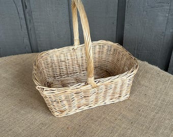 Natural Honey Colored Rustic Wedding basket vintage Flower girl basket