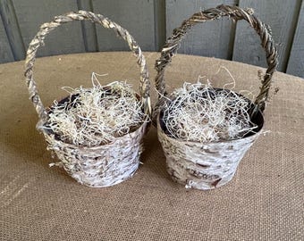 Small Birch Baskets Flower Girl Basket for Toddler to Age 5 Natural Decor