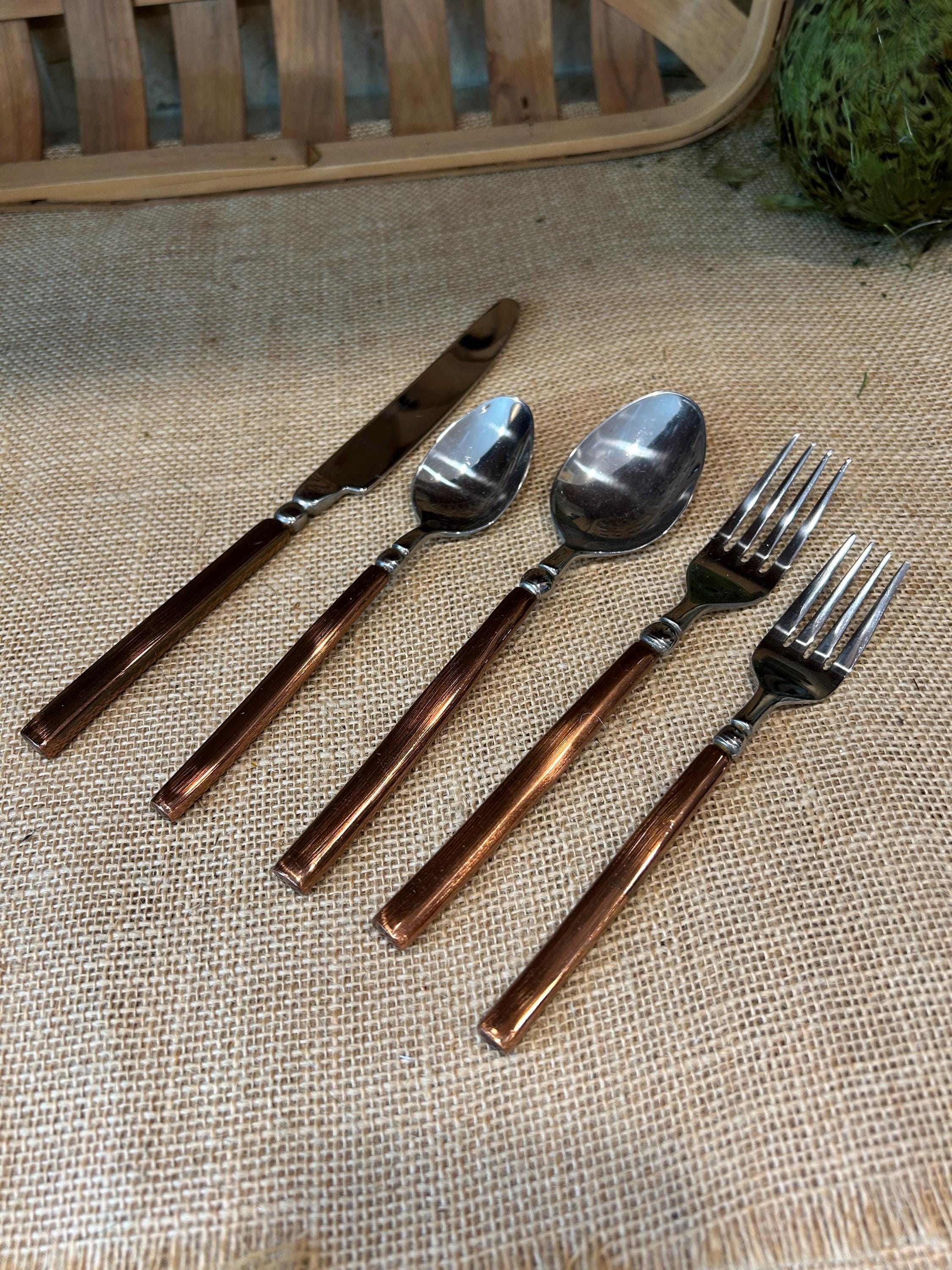 100% Pure Copper Flatware Sets - Etsy