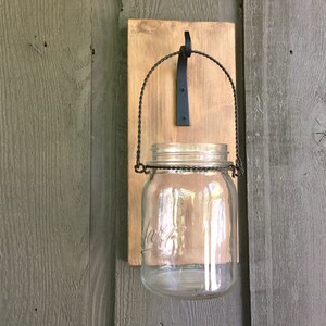 Hanging mason jar/ rustic home decor/ wood hanger for jar/ jar hanger/ wood with hook for hanging jar/farmhouse hanging jar holder/mason jar image 5