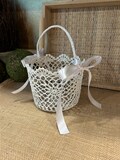 Lace flower girl basket romantic basket flower girl accessory wedding lace basket unique decor for wedding ceremony lace bridal shower decor