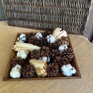 Fall bowl filler hostess gift housewarming gift pinecone corn husk cotton bolls bowl filler fall rustic coffee table decor fall tablescaping