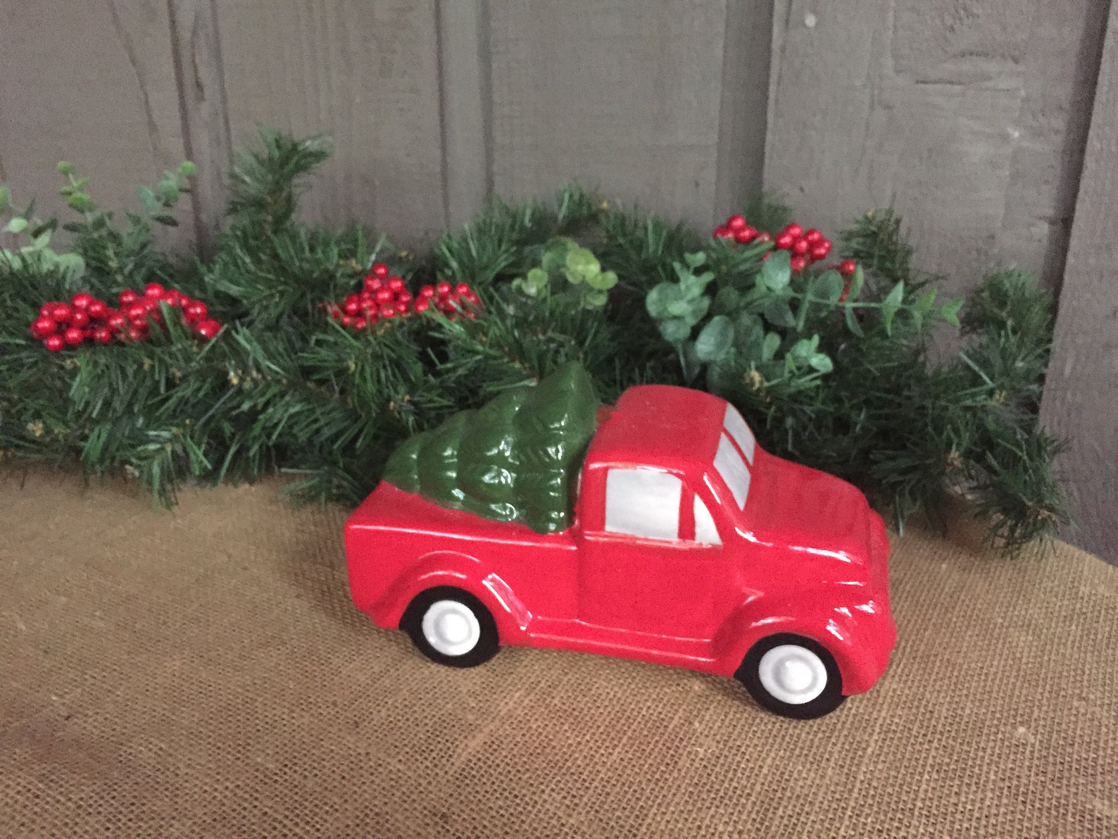 Vintage Ceramic Red Truck With Christmas Tree/ Red Truck/ Etsy