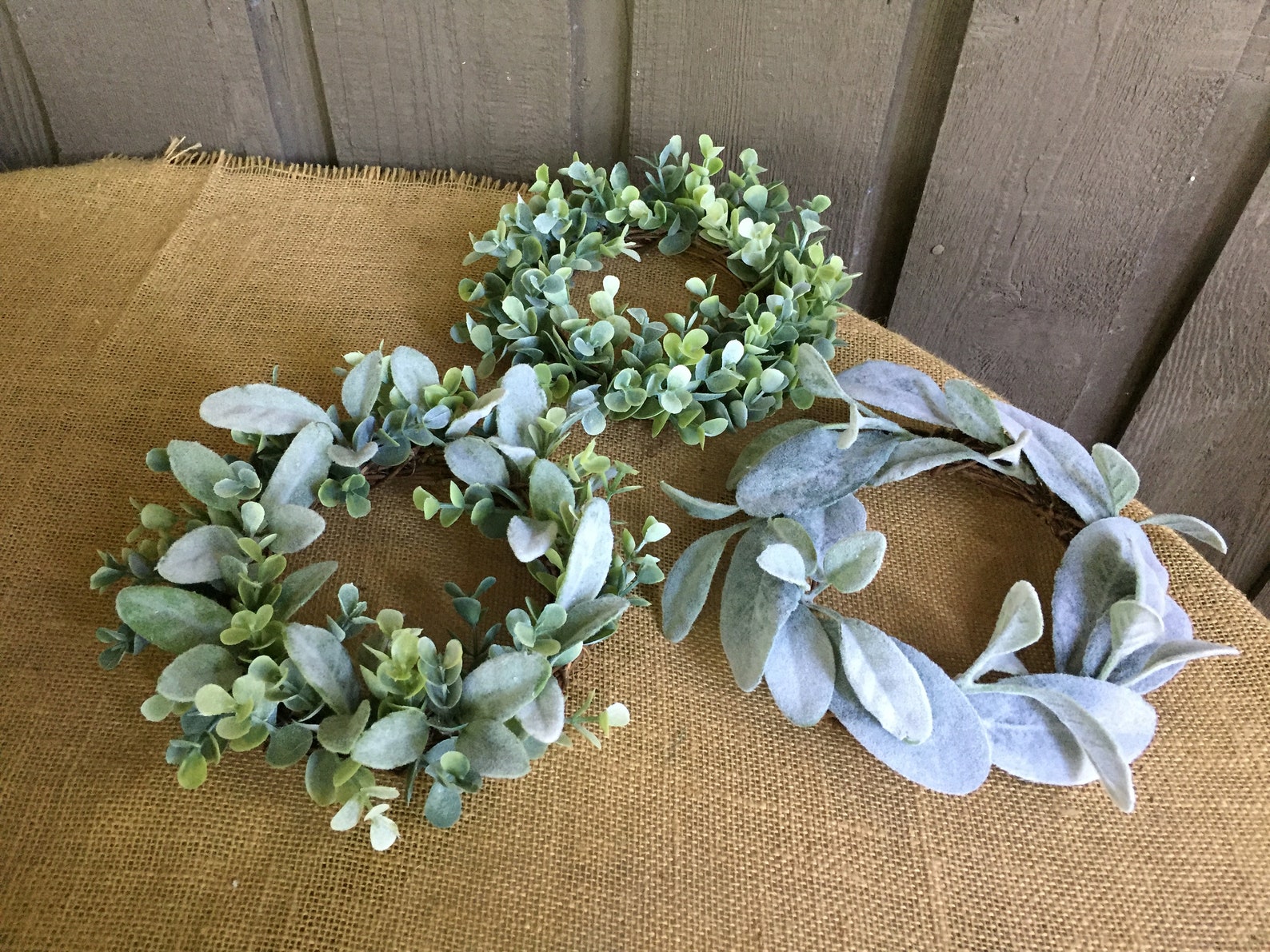 Small Farmhouse Lambs Ear Wreath or Eucalyptus Wreath or Lambs Ear and ...