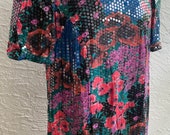 Vintage 80s Floral Sequin Dress
