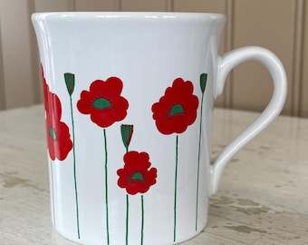 Modern poppies Made in England mug