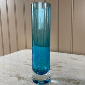 Blue art glass vase 7 inch Cobalt blue vase
