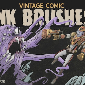 Procreate Vintage Comic Book Ink Brush Kit image 1