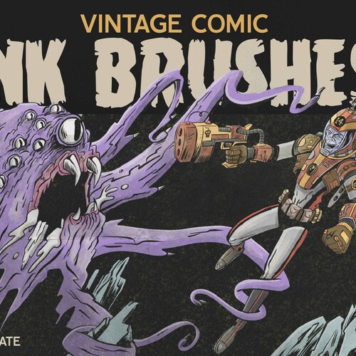 Procreate Vintage Comic Ink Brush Kit for iPad