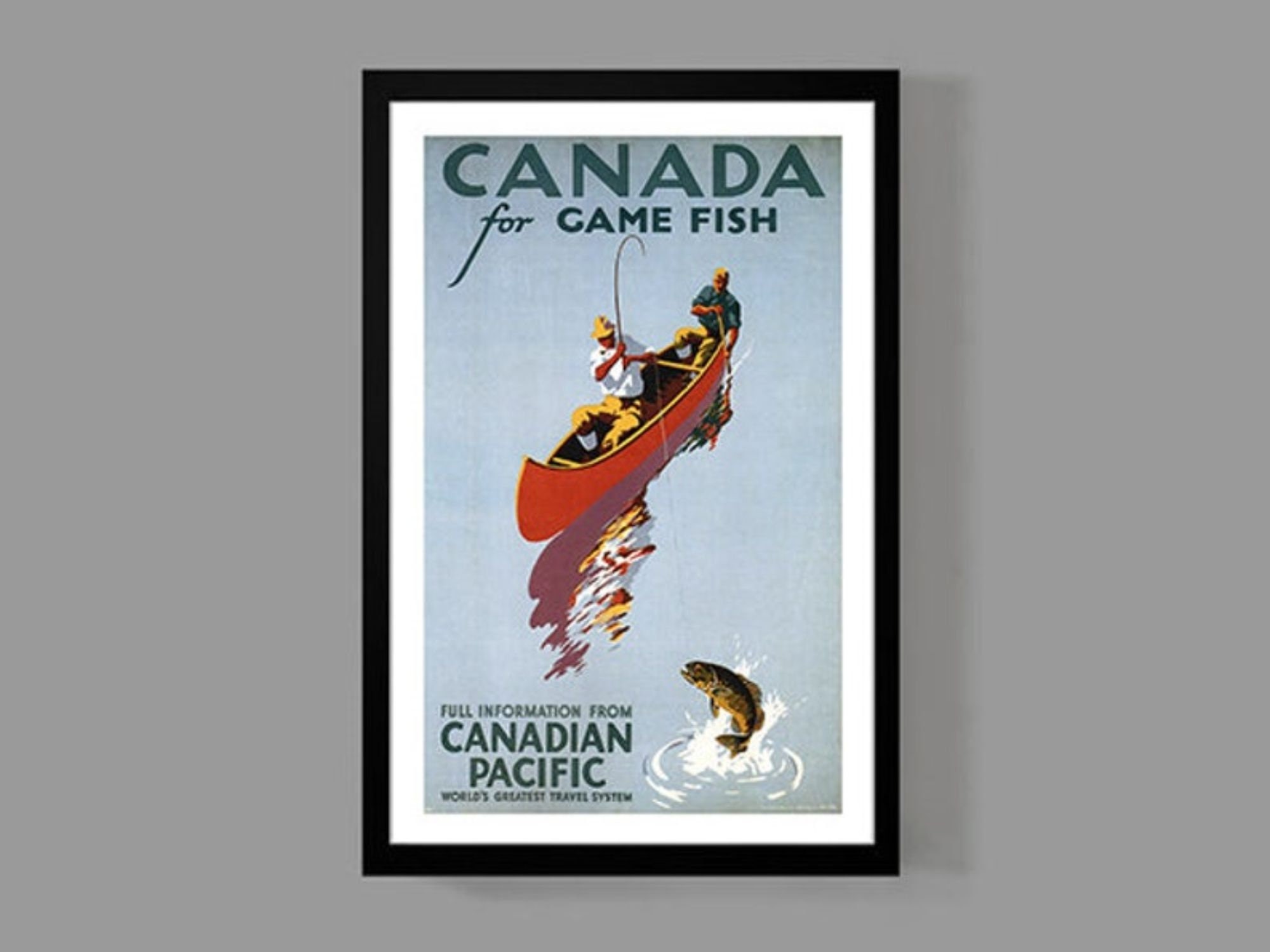 Discover best retro fishing poster best vintage fishing print canada travel poster sports