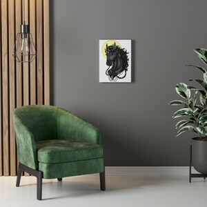 Black Horse on Stretched Canvas