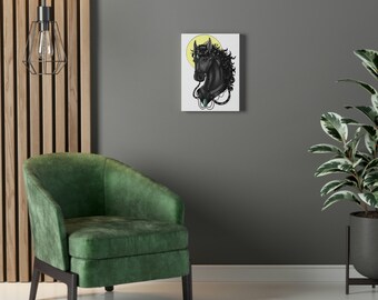 Black Horse on Stretched Canvas