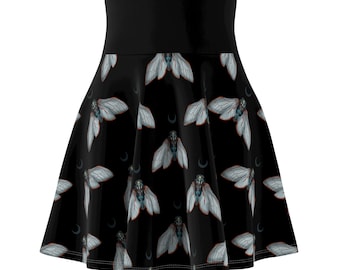 Black & Blue Cicada Women's Skater Skirt