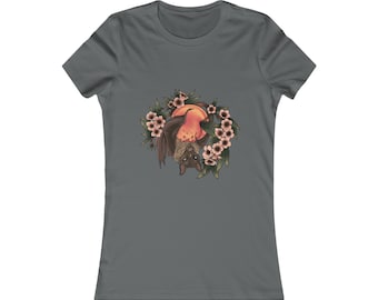 Fruit Bat Eating Peaches Design on Women's Favorite Tee