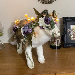 Exposed Skull Face Wolf Plush Room Guardian Nightlight OOAK Creepy Cute Vulture Culture Floral Moss Real Insects Crystal Mushrooms Unique
