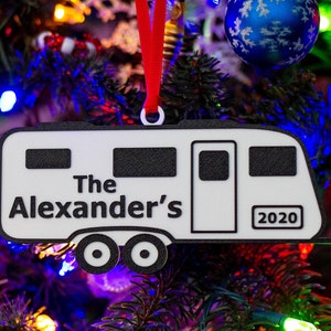 Travel Trailer, Personalized Camper Ornament,  Camping Gift