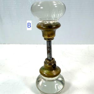 Antique Glass Door Knob with Brass Hardware, Pre-owned