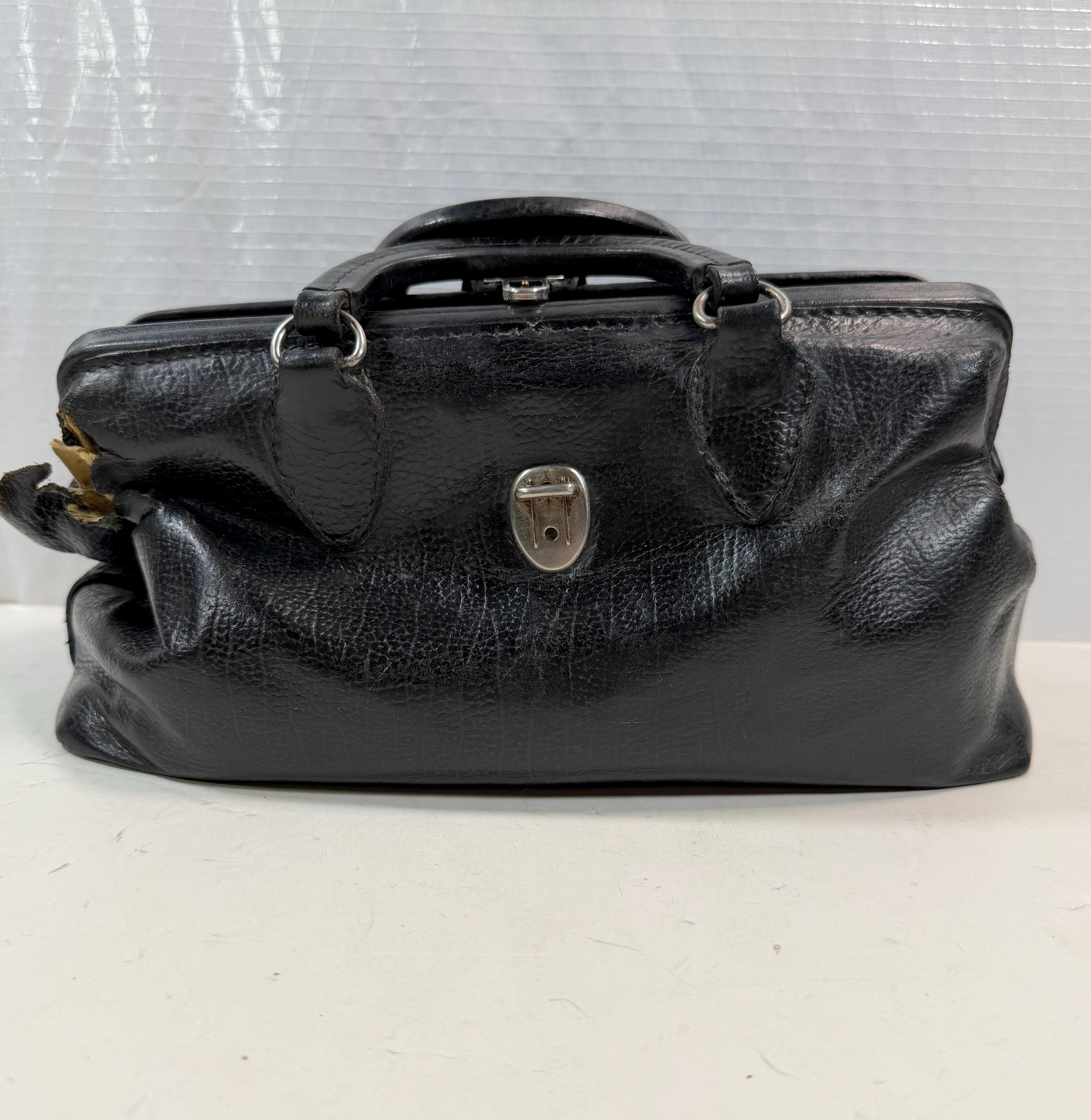 Leather Black Antique Doctors Bag - Etsy