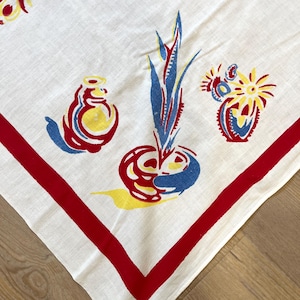 Colorful Vintage Rectangular Fruit Tablecloth 45" x 50", READ DESC