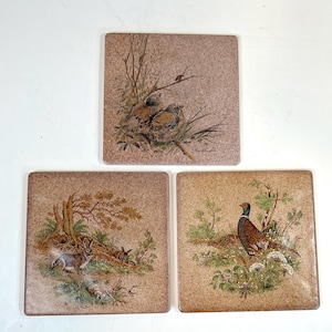 Set of 3 Vintage Ceramic Tiles, Trivets Made by Steuler in West Germany