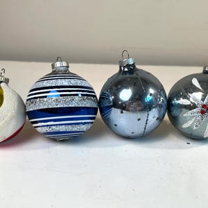 Lot of 4 Mismatched Vintage Mercury Glass Christmas Ornaments; Ornaments Made in West Germany