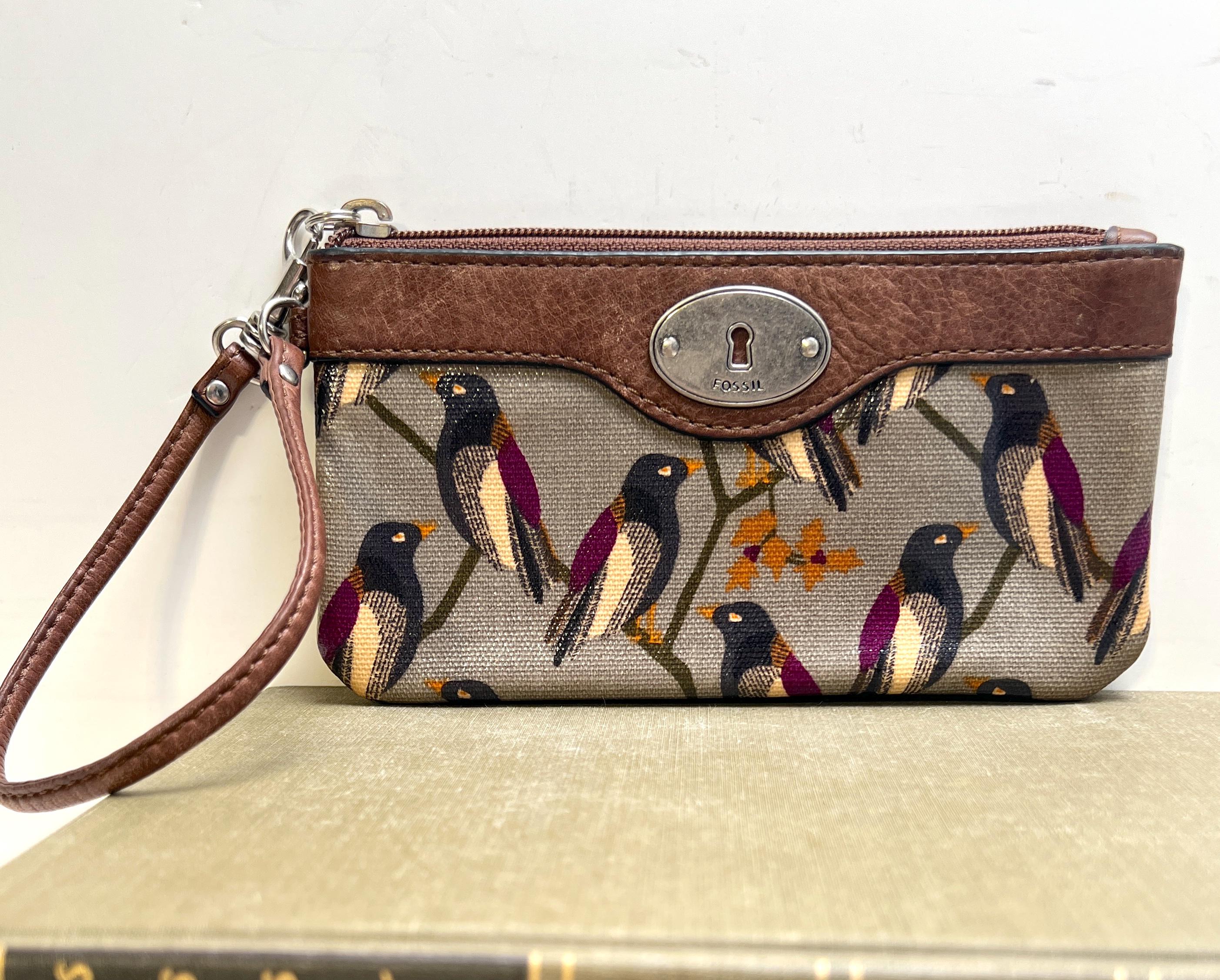 Fossil Women's Wristlet Pouch Bag Fossil Women's Black Pebbled