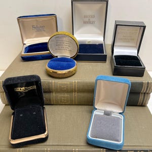 Lot of 6 Vintage Jewelry Boxes, Ring Box, Earring Box, Necklace Box