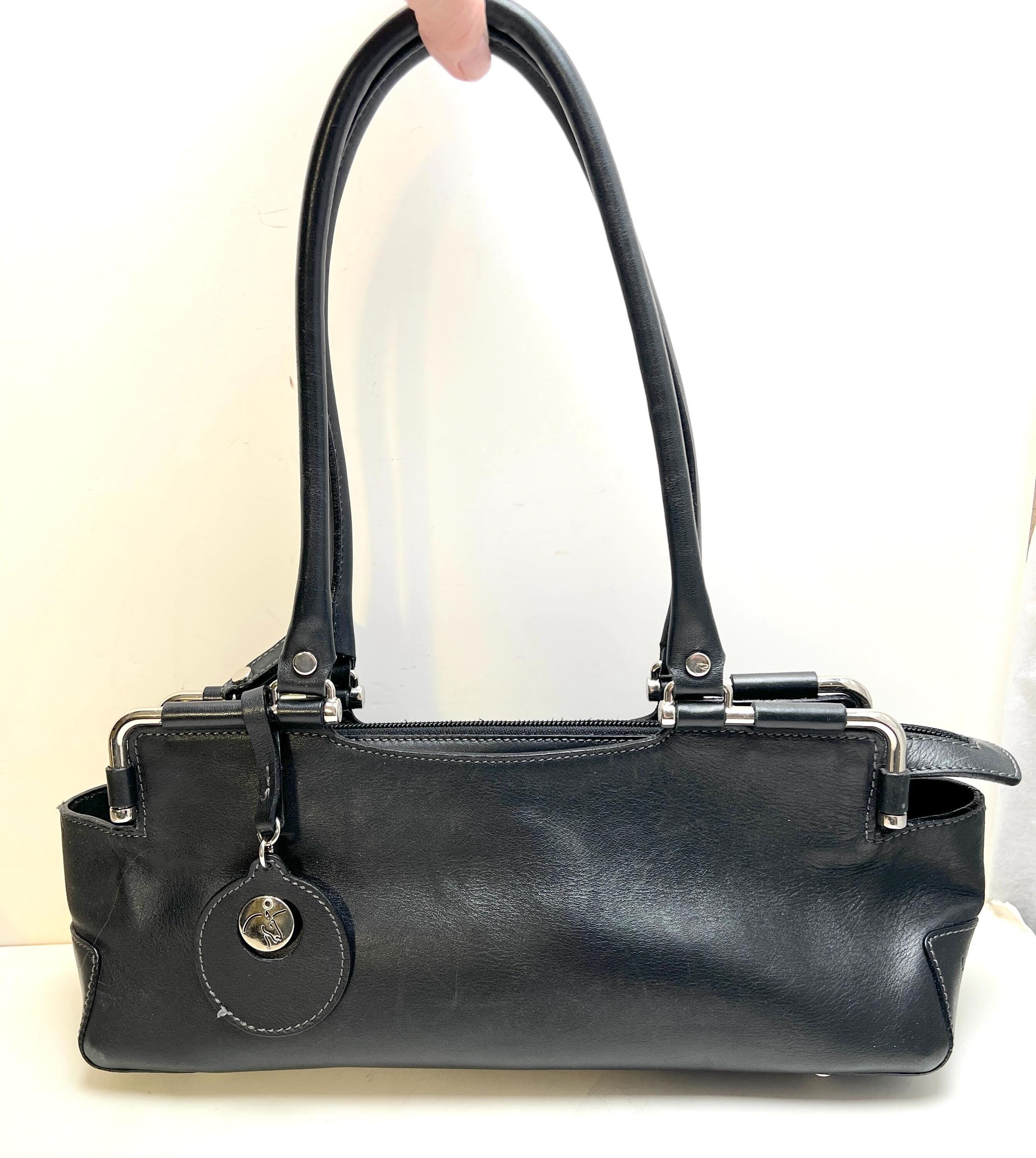 バッグ Vintage DIDIER LAMARTHE leather bag Vintage Black Leather Didier Lamarthe Paris Top Handle Bag