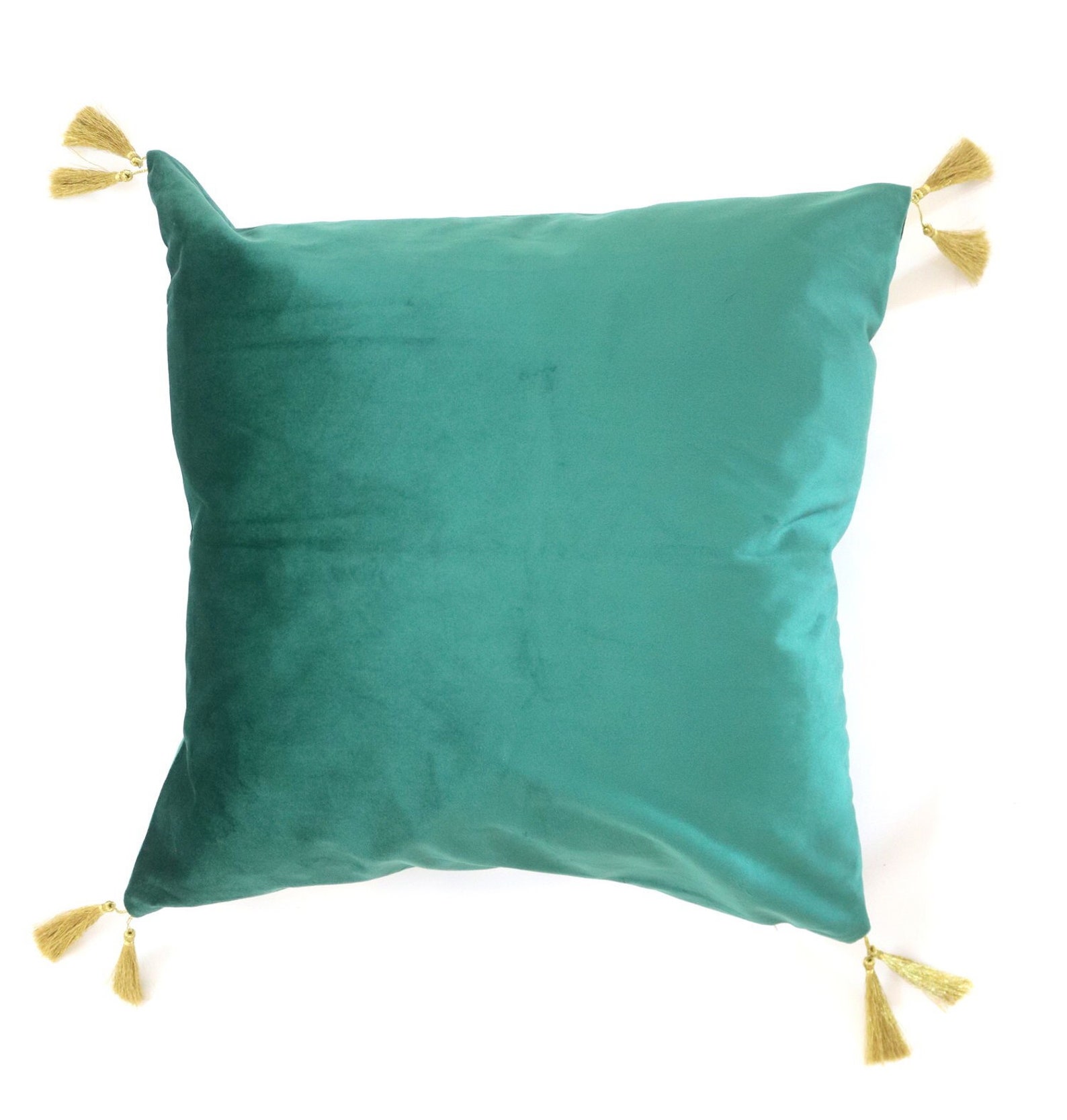 Emerald Green Velvet Throw Pillow Gold Tassel Free Pillow Etsy