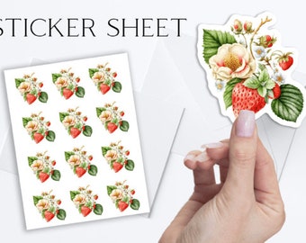 Erdbeeren A4 Aufkleber Sticker Karten basteln Scrapbooking Journal Planer