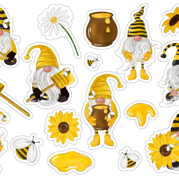 Bienen Gnome A4 Aufkleber Sticker Karten basteln Scrapbooking Journal Planer