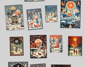 15 vintage old Christmas cards postcards 13 x 9 cm / 10x15 Christmas cards Christmas greeting cards companies employees, colleagues