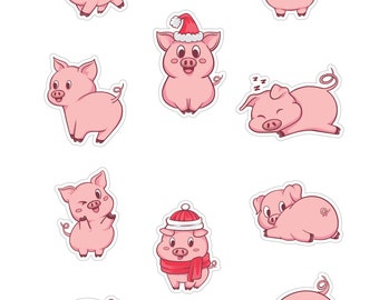 Süße Schweinchen Schweine A4 Aufkleber Sticker Karten basteln Scrapbooking Journal Planer