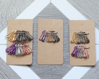 モダンなメタリックロック式電球ピンステッチマーカー - マルチパック / 金属製電球安全ピン / 編み物ステッチマーカー / かぎ針編みステッチマーカー