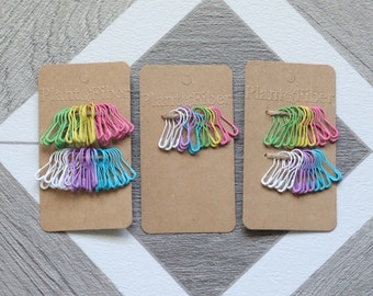 明るいロック式電球ピンステッチマーカー / マット＆メタリック / 金属製電球安全ピン / 編み物ステッチマーカーセット / かぎ針編みステッチマーカーセット