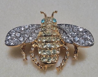 Kenneth Jay Lane Vintage Rhinestone Bee Brooch: KJL Statement Piece