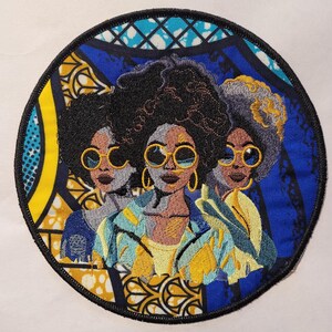 African American Black Sisters Patch, Abstract, Black Girl Magic, Afrocentric Patches, Afro Woman Sew-on Patch, Patches for the Culture