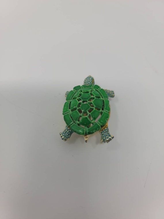 Vintage Green Enamel Turtle, Figural Turtles, Tur… - image 6