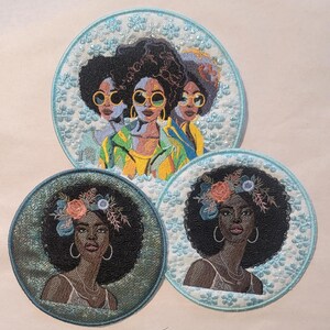 African American Black Sisters Patch,  Black Women Abstract, Black Girl Magic, Afrocentric Patch, Brown Skin Girl Patches, Afro Woman
