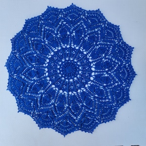 19&quot; Round Hand Crocheted Blue Doily,  Table Centerpiece, Home Decor, Wall Hanging,