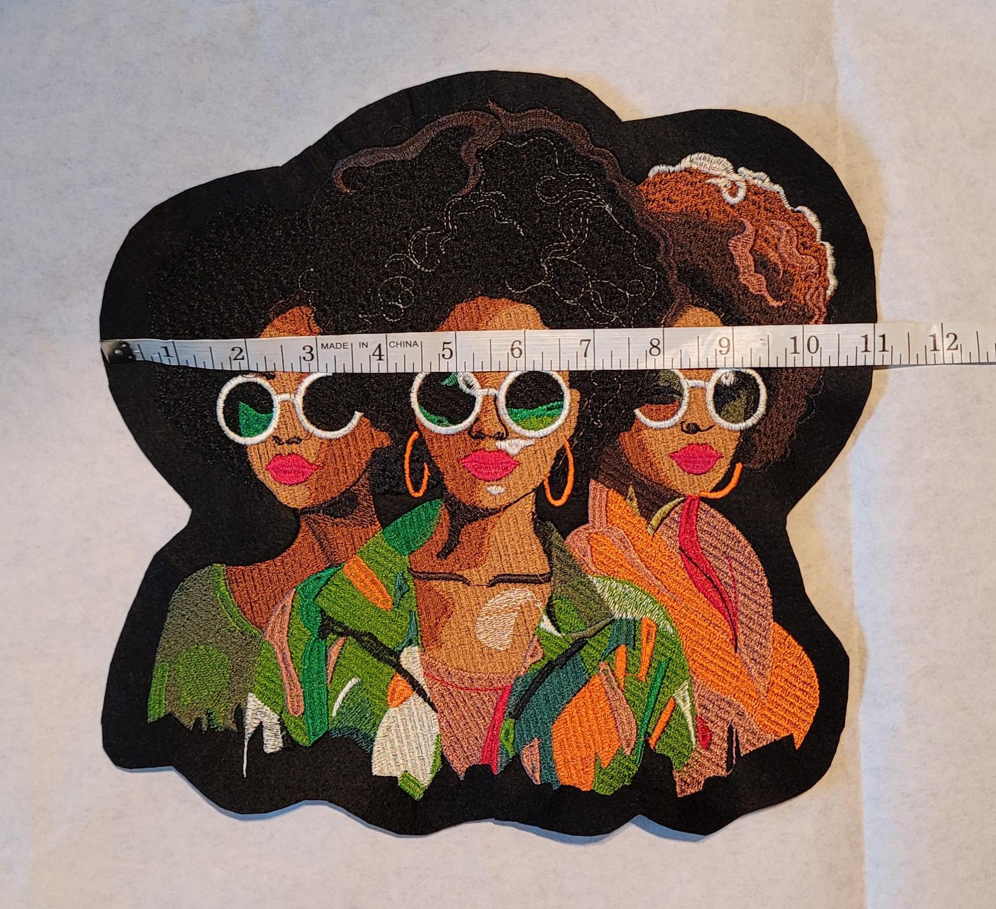 Large Embroidered Patch | Afro Women Art | Jacket Back | Wearable Art ...